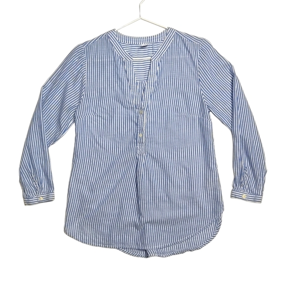 OLD NAVY Relaxed Lightweight Popover Cotton Stripe Size XS Petite V-Neck Henley - Picture 4 of 9
